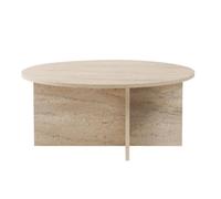 CALICOSY - Table basse avec plateau arrondi L90 cm - SOLEIL - Travertin