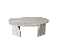 CALICOSY - Table basse avec plateau de forme organique et pieds larges L100 cm - ROCK - Travertin