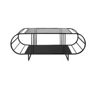 CALICOSY - Table basse avec plateau en verre et métal L145 cm - WINDY - Noir-Noir