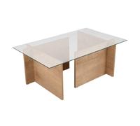 CALICOSY - Table basse avec plateau en verre L105 cm - NOAH - Chêne