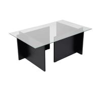 CALICOSY - Table basse avec plateau en verre L105 cm - NOAH - Chêne noir