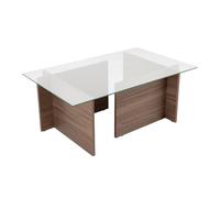 CALICOSY - Table basse avec plateau en verre L105 cm - NOAH - Noyer