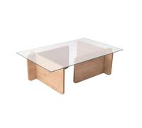 Calicosy Table basse avec plateau en verre trempé, longueur 105 cm - FLAVIO
