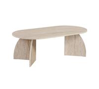 CALICOSY - Table basse avec plateau ovale et pieds courbés L120 cm SELENE - Travertin