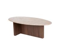 CALICOSY - Table basse avec plateau ovale L125 cm - ANNA - Noyer / Travertin