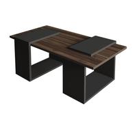 CALICOSY - Table basse décor noyer et gris anthracite L90 cm - ELSY - Bois foncé