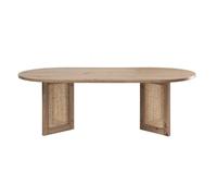 CALICOSY - Table basse plateau ovale avec pieds en rotin véritable L120 cm - TALIA - Bois clair