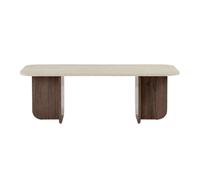 CALICOSY - Table basse rectangulaire avec plateau aux bords arrondis L120 cm - BECAJ - Noyer / Travertin