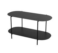 Calicosy - Table Basse Rectangulaire Métal L100 cm à 2 Plateaux avec Bords Arrondis - L100 x P51 x H45 cm - Design Moderne et Élégant - Modèle Liv