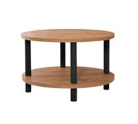Calicosy - Table Basse Ronde 2 Niveaux Décor Pin Atlantique - D70 x H43,7 cm - Plateau Supérieur et Étagère de Rangement - Design Contemporain et Organique - Modèle Roby