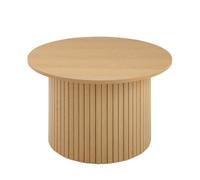 Calicosy - Table Basse Ronde - Plateau Décor Imitation Bois - Pied à Lattes Cylindrique - Collection Elie - Salon - L70 x P70 x H40 cm