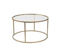 CALICOSY - Table basse ronde avec plateau en verre D80 cm - AURUM - Doré