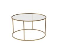 Calicosy - Table Basse Ronde D80 Cm Aurum avec Structure en Métal Et Plateau en Verre Trempé - Design Élégant Et Raffiné - Hauteur 43 Cm - Style Contemporain Chic