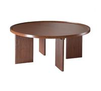 CALICOSY - Table basse ronde D80 cm en décor noyer avec rebord NAIA - Bois foncé