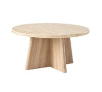 Calicosy - Table Basse Ronde Effet Travertin D80 cm - Agate