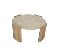 Calicosy - Table Basse Ronde Effet Travertin D80 cm - Izia
