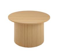 Calicosy - Table Basse Ronde - Plateau Décor Imitation Bois - Pied à Lattes Cylindrique - Collection Elie - Salon - L70 x P70 x H40 cm