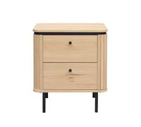 Calicosy - Table de Chevet 2 Tiroirs avec Côtés à Effet Rainuré - Design Moderne - Meuble d’Appoint ou de Chambre - L48 x P40 x H55 cm - Collection Malaga