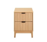 Calicosy Table de Chevet Bologne 2 Tiroirs Effet Vague Bois