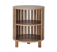 Calicosy - Table de Chevet Rond À Lames Ajourées H50 Cm - Bout de Canapé 3 Tablettes avec Accès Ouvert - 4 Pieds Bois Peints - Petit Meuble Polyvalent Salon Ou Chambre