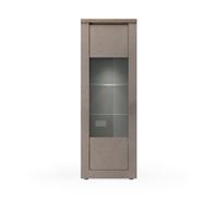 CALICOSY - Vitrine 1 porte, 2 étagères en verre, 2 étagères en bois effet bronze et mercure H192 cm - ISCHIA - Marron