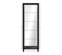 CALICOSY - Vitrine 1 Porte et 4 Étagères en verre L62 x H189 cm - ALBI - Noir-Noir