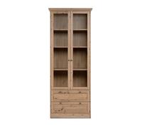 CALICOSY - Vitrine avec 2 portes vitrées et 2 tiroirs L80 cm - TIMBER - Chêne