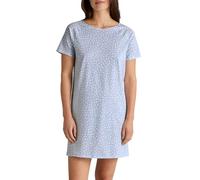 Calida Favourites Chemise de Nuit Manches Courtes Dames, en Coton, Facile d'entretien, Fente décorative à l'ourlet, Longueur 90cm