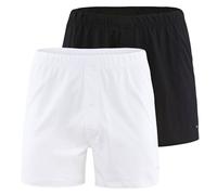 CALIDA Lot de 2 boxers en jersey pour homme - Code coton - Couleur unie - 100 % coton, blanc/noir, M