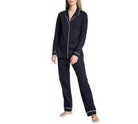 CALIDA Night Lovers Pyjama, boutonné de Haut en Bas Dames, 100% Coton Supima, avec Ceinture élastique recouverte de Tissu