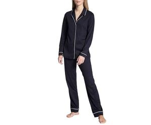 CALIDA Night Lovers Pyjama, boutonné de Haut en Bas Dames, 100% Coton Supima, avec Ceinture élastique recouverte de Tissu