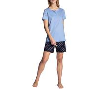 CALIDA Night Lovers Pyjama Court Femme, 100% Coton Supima, avec Ceinture élastique recouverte de Tissu