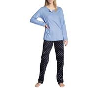 CALIDA Night Lovers Pyjama Long Femme, 100% Coton Supima, avec Ceinture élastique recouverte de Tissu