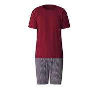 CALIDA Pyjama court bleu foncé / rouge carmin / blanc, Taille XL