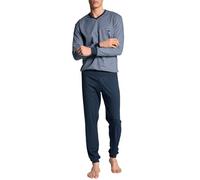 CALIDA Relax Choice Pyjama à poignets homme, 100% coton Supima, avec ceinture élastique recouverte de tissu
