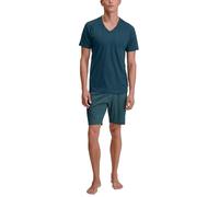 CALIDA Relax Imprint Pyjama court pour homme, en 100% coton, facile d'entretien, élastique et indéformable, en jersey simple, Bleu pétrole., 52-54