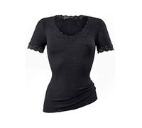 CALIDA Richesse Lace T-Shirt Dames, en Laine Vierge et Soie avec Dentelle à l'encolure, côte Fine en Tricot Rond sans Coutures latérales gênantes, thermorégulateur