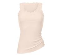 CALIDA Richesse Lace Top sans Manches, Laine & Soie Dames, en Laine Vierge et Soie avec Dentelle à l'encolure, côte Fine en Tricot Rond sans Coutures latérales gênantes, thermorégulation