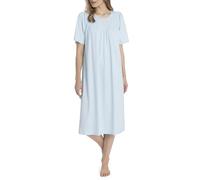 Calida Soft Cotton Chemise de Nuit à Manches Courtes, Longueur 110cm Dames, en 100% Coton, avec Passepoil en Satin légèrement Brillant