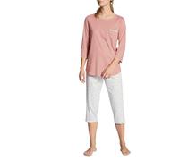 CALIDA Sweet Dreams Pyjama 3/4 Femme, en 100% Coton, Pantalon avec Ceinture élastique recouverte de Tissu
