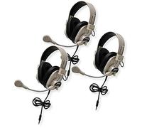 Califone 3066AVT Lot de 3 casques stéréo multimédia de luxe avec fiche à enficher, sangle robuste en plastique ABS avec sangle de confort, bandeau entièrement réglable
