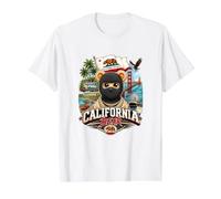 California Bear with Famous Landmarks Illustration Graphic T-Shirt Graphique avec Valeur
