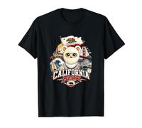 California Bear with Famous Landmarks Illustration Graphic T-Shirt Graphique avec Valeur