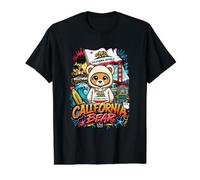 California Bear with Famous Landmarks Illustration Graphic T-Shirt Graphique avec Valeur