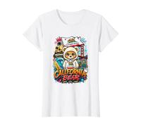California Bear with Famous Landmarks Illustration Graphic T-Shirt Graphique avec Valeur