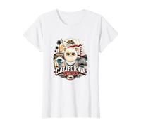 California Bear with Famous Landmarks Illustration Graphic T-Shirt Graphique avec Valeur