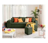 California - canapé d'angle réversible 4 places - convertible avec coffre, étagère et poufs - en velours texturé - Vert