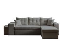 California - canapé d'angle réversible convertible - avec coffre, tablette et poufs - en velours côtelé - 4 places