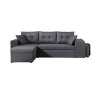 California - Canapé d'angle réversible et convertible avec coffre de rangement - 4 places- en tissu - Gris