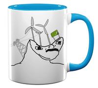 California Green Energy Dumb Wojak Meme Tasse à thé et café en céramique Bleu clair